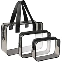 Neceser Transparente,LUZWAY Bolsa de Cosméticos Impermeable Neceser Maquillaje Bolsa de Aseo Claro PVC Bolsa Transparente para Mujer y Hombre (1*Bolso+2*Neceser)
