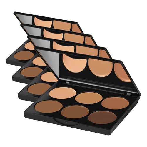 Image of Sleek MakeUP Cream Contour Kit, 6 Easily Blendable Colours for Smooth and Long Lasting Contour, Dark (Pack of 4)