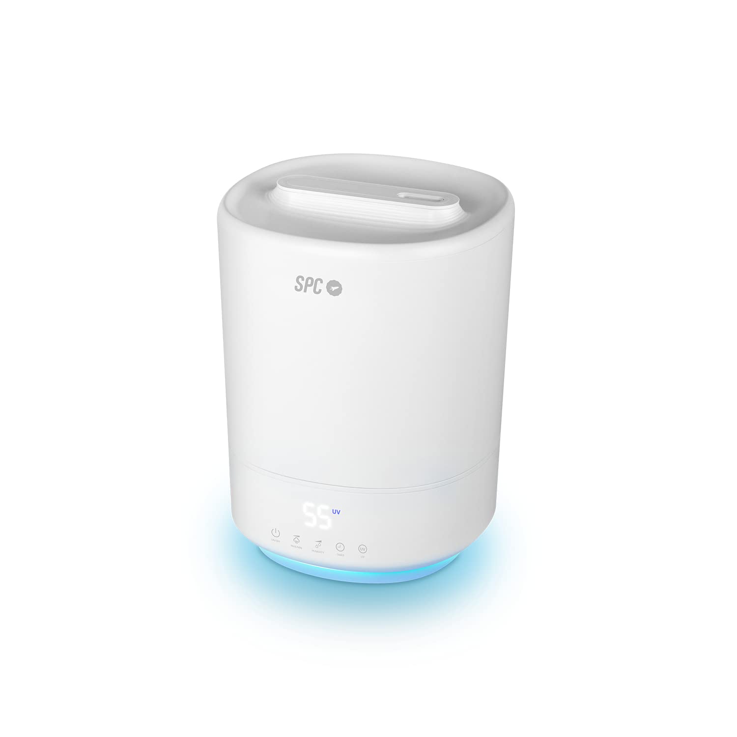 SPC Evadne – Humidificador WiFi inteligente ultrasónico, gran capacidad 4,5L, luz UV-C, carga de agua superior, modos automático, manual y noche, difusor de aromas, luz de noche, temporizador, sin BPA