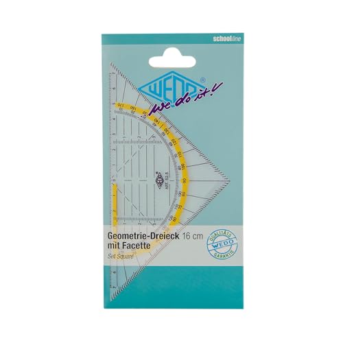 WEDO Geodreieck 16 cm – transparentes Zeichenwerkzeug mit Facetten & Tuschenoppen, präzise Millimetereinteilung – robust & leicht – ideal für Schule, Studium & technische Zeichnung