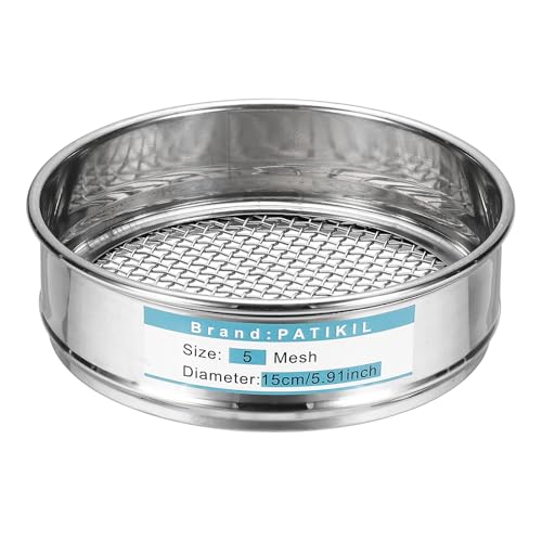 PATIKIL Lab Sieve 5 Mesh 4mm 5.9"/15cm Diameter Sifting Screen