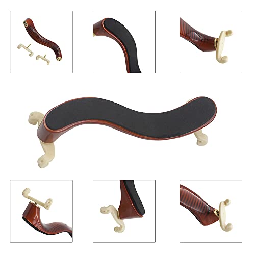 Entemah Violin Shoulder Rest Maple Wood for 3/4 4/4 Violin Fiddle with Cleaning Cloth