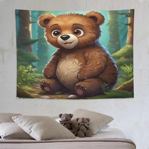 Tapisserie ours 150x200cm tenture murale pour decoration de salon