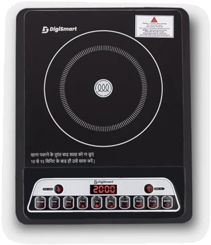 DIGISMART Mark-1 2000W Induction Cooktop | Indian Menu Options | Automatic Power & Temperature Adjustment | Anti-Insect Protection | Digital Touch Control | Energy Efficient Induction Stove | Black