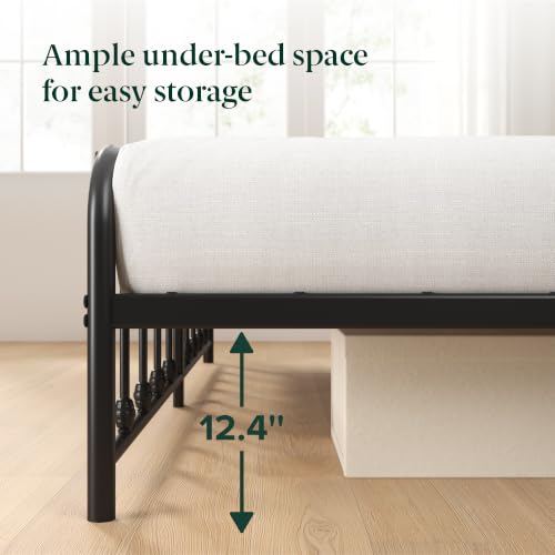 Image of Zinus Leonardo Metal Platform Bed Frame, Victorian Spindle Style Headboard and Footboard, Heavy Duty Bed Base, Ample Underbed Space, King