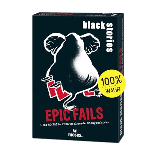Moses. Black Stories Epic Fails - 50 Rätsel mit realen Fällen rund um absurde Missgeschicke, Krimi Kartenspiel mit Spielvariante und Punktechips, Rätselspiel für Jugendliche und Erwachsene