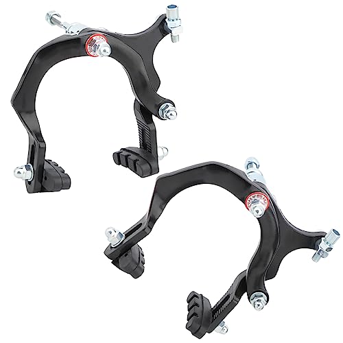 Miayaya 1 Pairs Bicycle Brakes C Brake Arm Bicycle Rim Brake Sets Front and Rear V-Brake Bike Brakes Caliper Brake Kit Black Aluminum Alloy for Mountain Road Bike Accessory (Black)