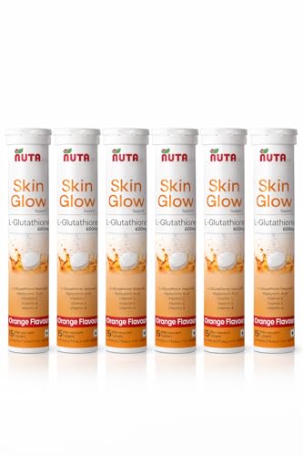 Image of Glutathione 600mg, HyaluronicTablets With Vitamin-C & A E | Advanced L-Glutathione for. Skin Glow formula, Skin Lighting, Hydration, Anti-Aging,Pigmentation And Tan Removal | Orange Flavor For Men & Women Pack Of 6 (90 Effervescent Tablet)