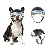 Enjoying Hundehelm für Kleine Hunde, Hundehelm mit Sonnenbrillen, Hundehelme Hut mit Ohrlöchern, Motorrad Fahrrad Hundehelm für kleine bis mittlere Hunde, Verstellbar, Schwarz