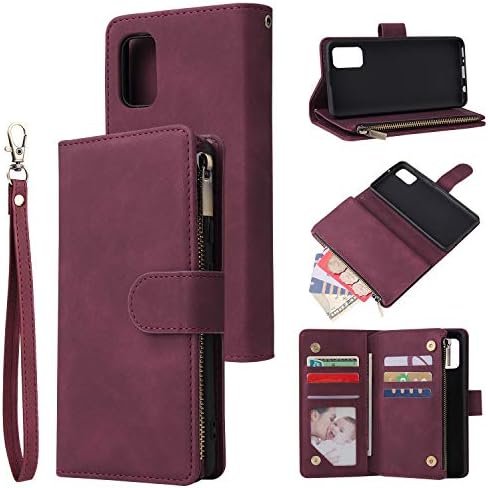 QLTYPRI Case for Samsung Galaxy A53 5G, Large Capacity Leather Wallet Case 6 Card Holder & 1 Zipper Pocket Kickstand Wrist Strap Magnetic Protective Cover for Samsung A53 5G - Black