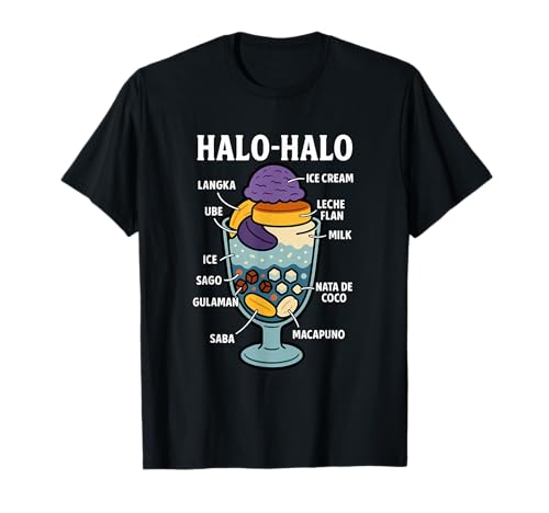 Halo-Halo Ingredients Diagram Filipino Dessert Art T-Shirt