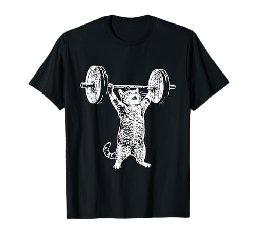 Funny Cat Gym T-Shirt with Deadlift Meme