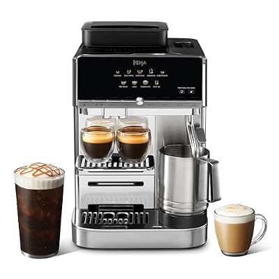Ninja AutoBarista Fully Automatic Espresso Machine | 10 One Touch Hot & Iced Drink Options, Built-in Coffee Grinder, Milk Frother | Easy Self-Clean | Latte, Cappuccino, Cold Brew – AE1001