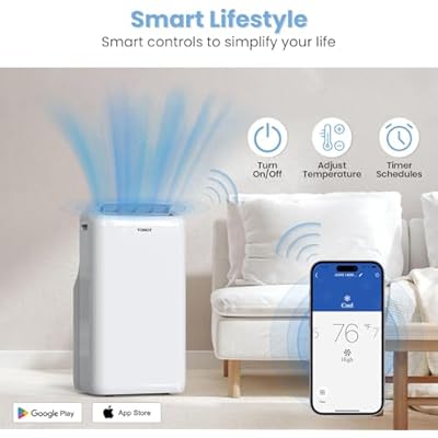 TOSOT 14,000BTU (9,600 BTU SACC) Smart WiFi Portable Air Conditioner with Heater, Powerful Cooling Auto Swing, Dehumidifier, Fan, 24H Timer for Large Room Up to 600 sq ft, AOMI Series