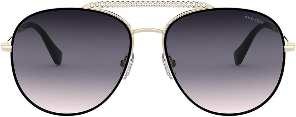 Miu Miu MU 53VS AAVGR0 Gold Metal Pilot Sunglasses Purple Mirror Lens