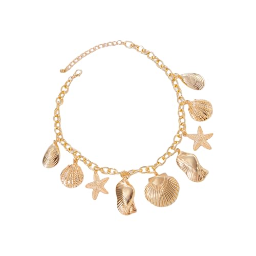 GOOTHDY Collier de charme de mer, bijoux de déclaration avec breloque en coquille d ' étoile de mer texturée, chaîne de cou côtière, collier de coquille d ' étoile présent