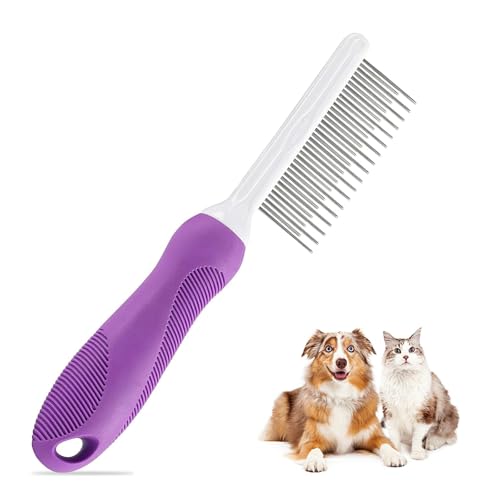 Spazzola per Gatti Cani Pelo Lungo Pettine per Animali Domestici in Acciaio Inossidabile Pettine per Toelettatura,Spazzola per Sottopelo Rimuove Grovigli per Cane Pelo Lungo,Medio e Corto(B)