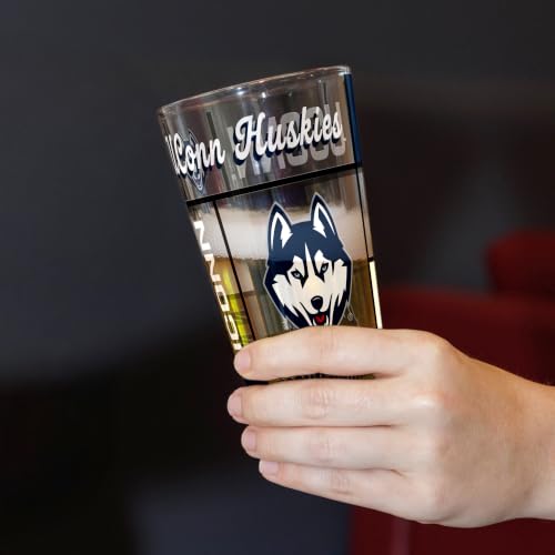 Image of Logo Brands NCAA oz Stained Glass Pint Glass - 3D Embossed Logo & Bold Team Colors - Durable Sports Fan Beer Glass for Home, Bar & Tailgates