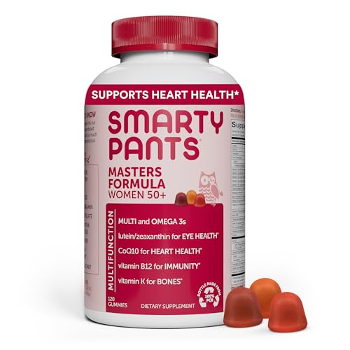 SmartyPants Gummy Multivitamin for Women 50 and Over: Omega 3 Fish Oil (EPA/DHA), Methylfolate, CoQ10, Vitamin D3, C, Vitamin B12, B6, Vitamin A, K & Zinc, Gluten Free, 120 Count (30 Day Supply)
