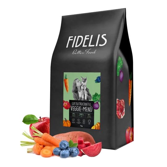 Fidelis - Getrocknetes Veggie-Menü für Hunde 1kg - Premium vegetarisches Hundefutter trocken mit 100% Gemüse, Obst & Leinöl - Proteinhaltiges Trockenfutter Hund luftgetrocknet - Zucker- & Getreidefrei