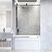 VIGO Adjustable 56-60 in. W x 66 in. H Elan Hart Frameless Sliding Tub Door with Clear 0.38" Tempered Glass and Stainless Steel Hardware in Matte Black Finish with Reversible Handle - VG6022MBCL6066