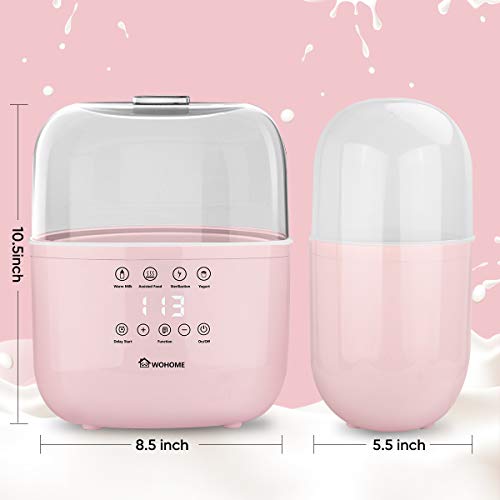 Bottle Warmer Sterilizer, WOHOME Baby Bottle Warmer Quickly Heating Warm Milk Assisted Food with LED Display and Delay Start Function, Pink - Thumbnail 5