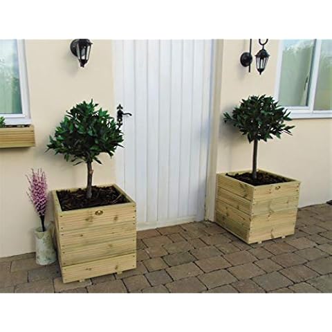 Square Wooden Treated Decking Planters Pots Various Sizes - Window Box (50 x 50 cm - 3 Layers) Cover