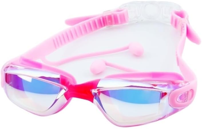 Professional Waterproof and Anti-fog Swimming Earplugs Electroplated Goggles Silicone