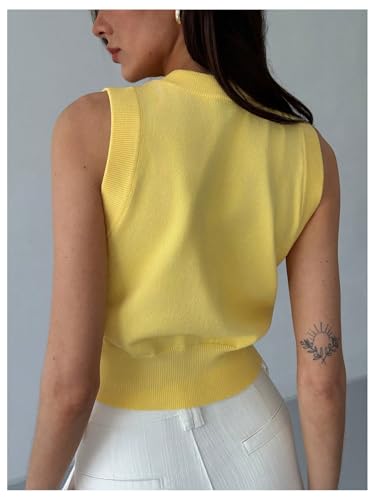 GORGLITTER Women's Sleeveless Button Up Sweater Vest Trendy Business Casual Knit Cardigan Tank Tops2