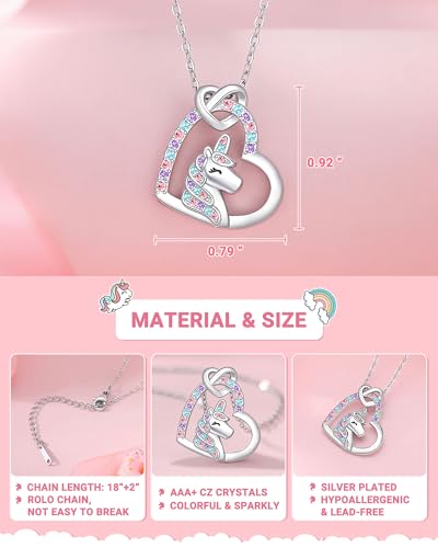 UNGENT THEM Happy 4th/5th/6th/7th Magical Birthday Gifts for Girls, Unicorn Necklace Bday Presents3