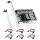 Binardat PCIE X4 zu SATA Karte 6 Port, 6Gbps SATA 3.0 Controller, inkl. 6 SATA Kabel und Low Profile Halterung, für Windows 10/11