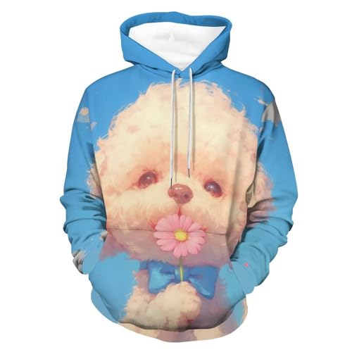 Sweatshirt pullover homme femme blanc S avec motif chien original