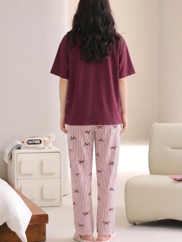 Image of Louis Luxe Cotton Blend Womens Korean Night Dress|| Full Pyjama Set || Korean Nightsuit ||Women Nightwear ||Round Neck Full Sleeve Nightsuit || Loungewear || Everyday Nightdress (ND-11)