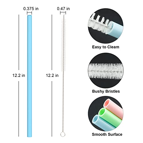 Silicone Straw Replacement for Stanley 40 oz 30 oz Tumbler Cup, 6 Pack Reusable Straws with Cleaning Brush for Stanley Adventure Quencher Travel Tumbler, Straw for Stanley Accessories - Thumbnail 2