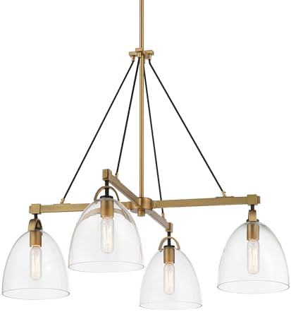 Minka Lavery 5714-876 Sommersby 4 Light 30" Wide Square Chandelier - Legacy Brass and Matte Black with Clear Glass