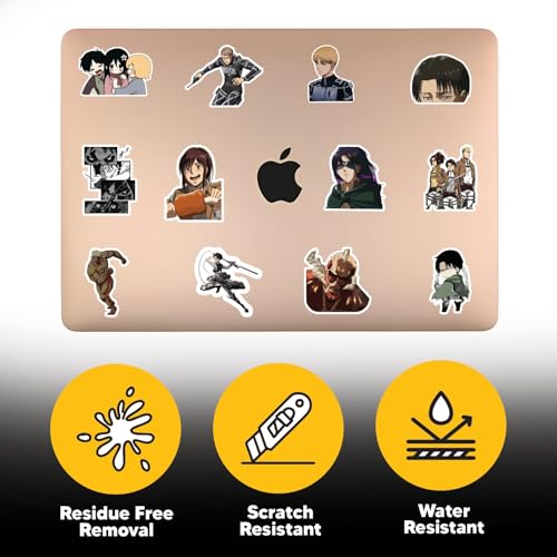 Image of 23PCS Anime Attack on Titan Stickers for Laptop Phone Case Laptop, Journal, Bike Helmet, Diary, Guitar, Mobile Case -Waterproof Residue Free Levi Anime Aesthetic Stickers