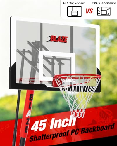 Image of Basketball Hoop Outdoor 5.3-10ft Height Adjustable Portable Basketball Goal System with 45 Inch Shatterproof Backboard for All Ages in Backyard /Driveway /Indoor