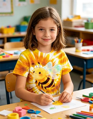 Image of SunFoucs Girls Kids Shirts Size 5-12 Tie Dye Casual Tshirt Short Sleeve Crewneck Tee Top | Short Sleeve Rainbow Tee Top