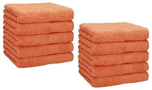 Betz 10 Toallas de Cara 30x30cm Premium 100% algodón Color Naranja