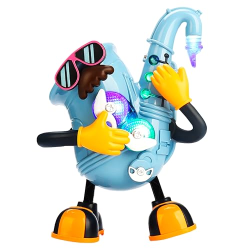 Image of VGRASSP Musical Dancing Mr Rock Saxophone Toy for Kids with 3D Light Effects and Cool Music, Battery Operated Dancing Robot Toy, Interactive Air Blowing Saxophone Simulation Toy, Multicolor