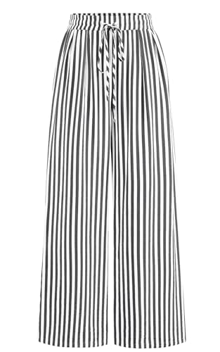 Image of PRETTYGARDEN Womens Pants Elastic Waist Floral Lightweight Palazzo Pants for Women Casual Lounge Wide Leg Pants Woman