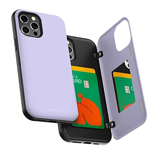 Goospery for iPhone 12 Pro Max 6.7"(2020) Card Holder Wallet Case, Easy Magnetic Door Closure Protective Dual Layer Bumper Sturdy Phone Back Cover with Hidden Mirror (Lilac Purple) IP12PM-MDB-PPL