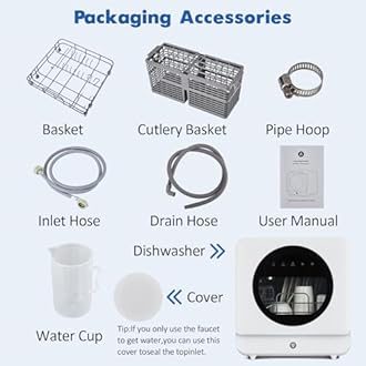 YardYonder Portable Dishwasher Compact Dishwasher Countertop with Faucet & Manual Water Tank(5L) Modes Water Inlet, Compact with More Space Inside,6 Programs for RV & Apartments, No Hookup Needeed