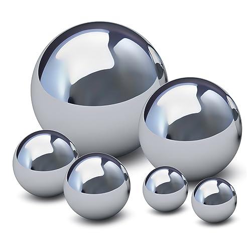 ibasenice 6 Pcs Stainless Steel Gazing Balls Shiny Mirror Polished Reflective Spheres for Outdoor Garden Decor Hollow Ball Ornaments for Stunning Focal Points