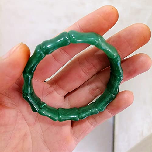 Pulsera de jade de bambú natural tallada a mano joyería fina verde 4
