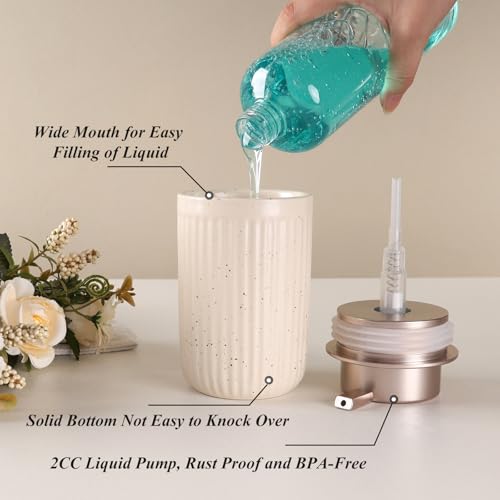 Image of BosilunLife Dish Hand Soap Dispenser - Liquid Pump Soap Dispenser for Bathroom Decro Aprcot 12oz Ceramic Kitchen Dish Dispenser with Rust-Proof Liquid Pump Modern Refillable Lotion Bottles