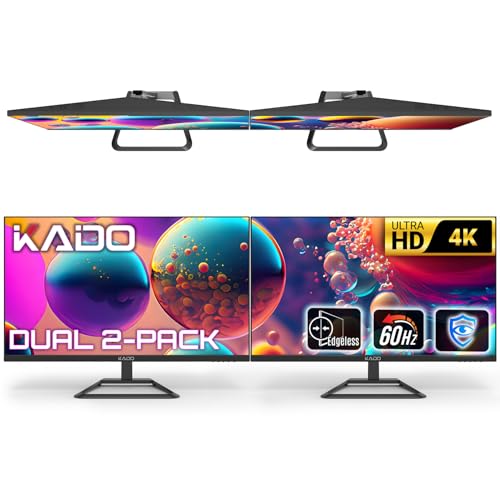 Image of Kado 2-Pack 32 inch 4K UHD Computer Monitor 3840x2160 70Hz Ultra HD | Pixel-perfect Ultra-crisp DisplayPort HDMI, VESA Mount Office Gaming Built-in Speakers, Panoramic Display Multi-tasking