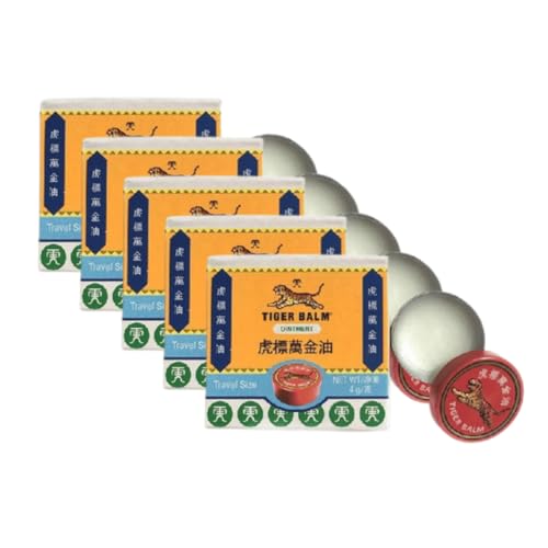 Pack de 5 bálsamos del tigre blanco 4 g – Bálsamo tradicional de masaje – Formato compacto y práctico – Musculación, músculo y relajación
