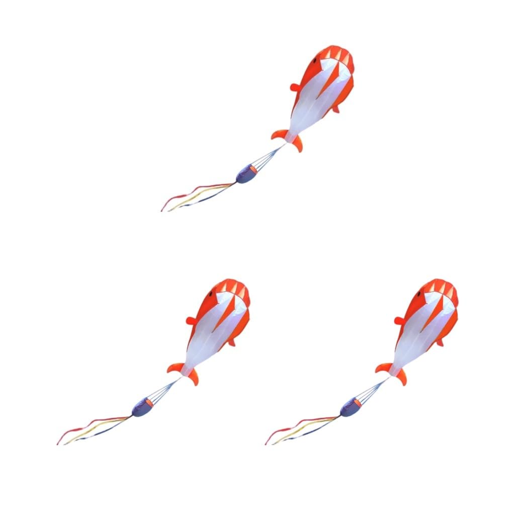 Lot de 3 cerfs-volants 3D sans cadre doux pour sports de plein air, rouge, 215 x 120 cm