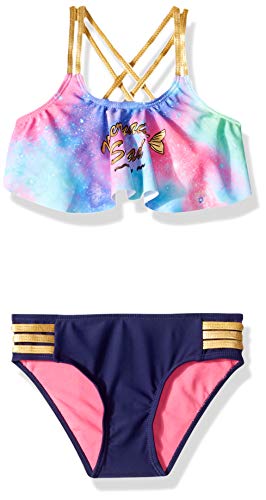 Limited Too Girls' Two Piece Flounce Top Swimsuit Wirh Fun Prints